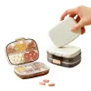 The white transparent compartmented hand-held portable medicine box is easy to open and has a moderate capacity Item Picture